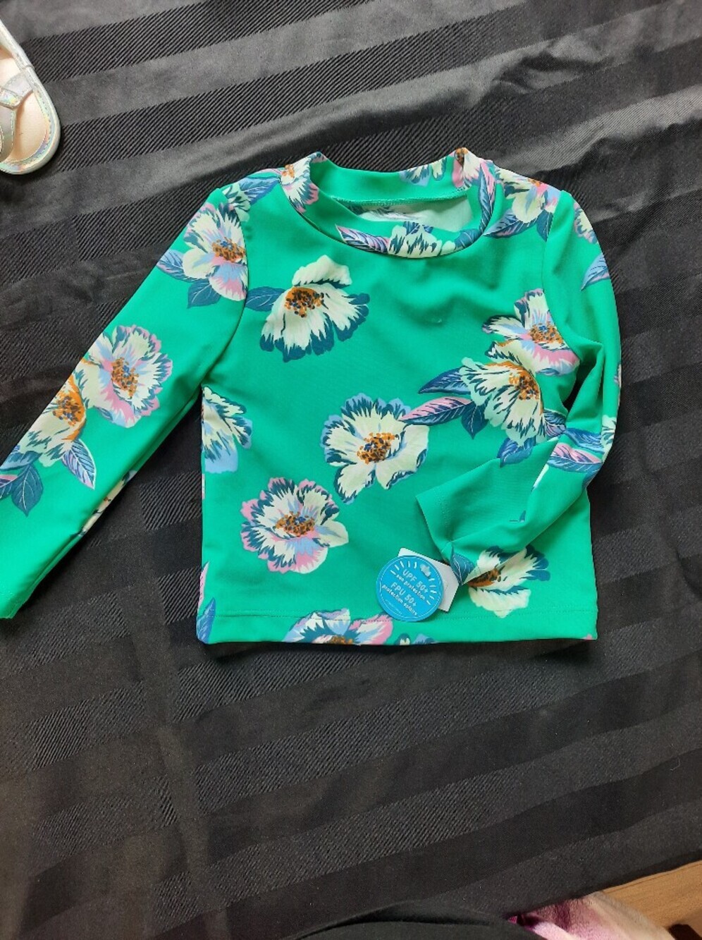 Carter's Teal Floral Long Sleeve Swim Top